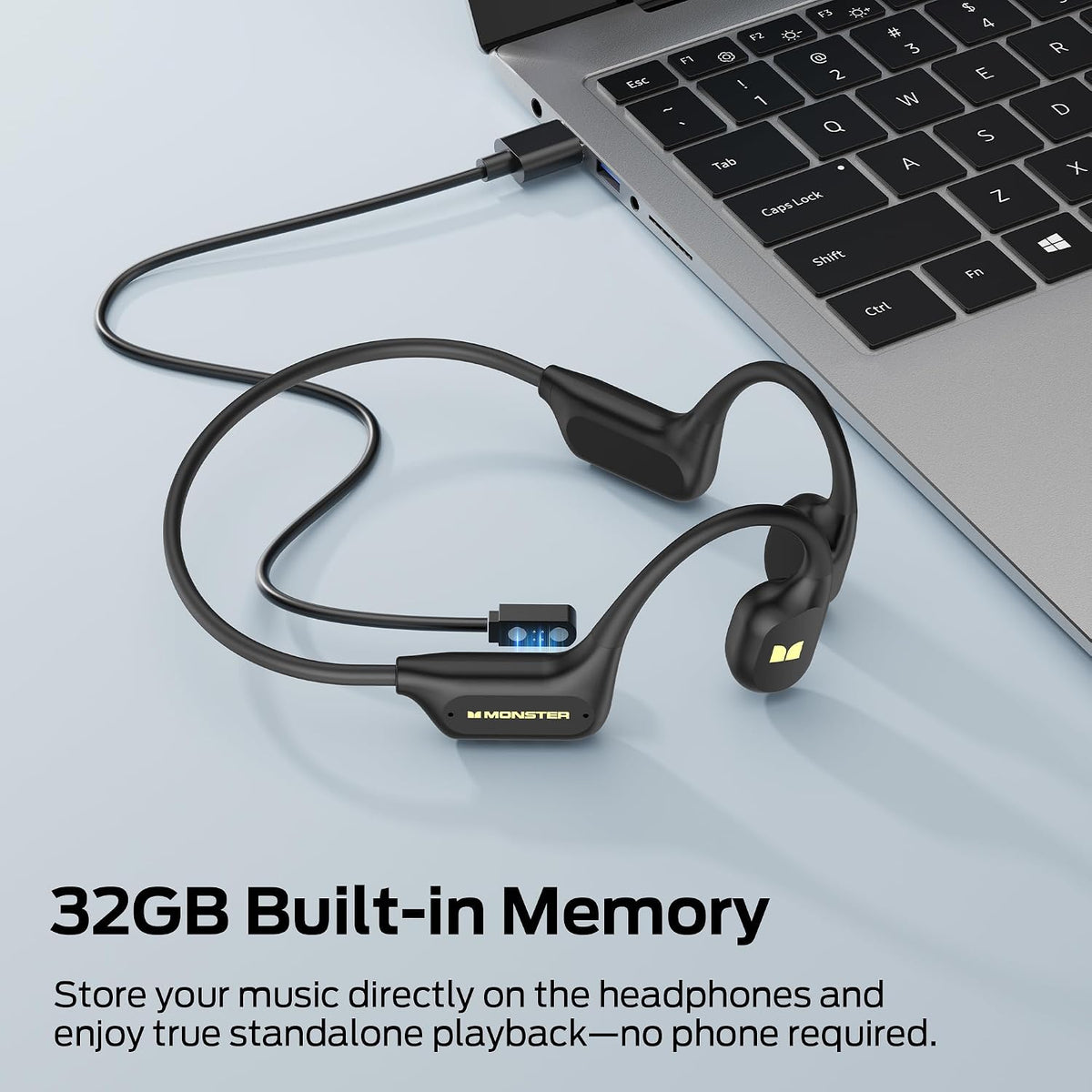 Open Ear BC300 Swimming Headphones, Open-Ear Bone Conduction Headphones, Bluetooth 6.0 & 32GB MP3, IPX8 Waterproof Sport Earbuds with 10H Playtime (Black)