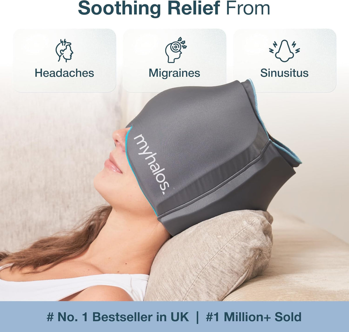Migraine & Headache Relief Cap, 30% More Gel, Hot & Cold Ice Wrap