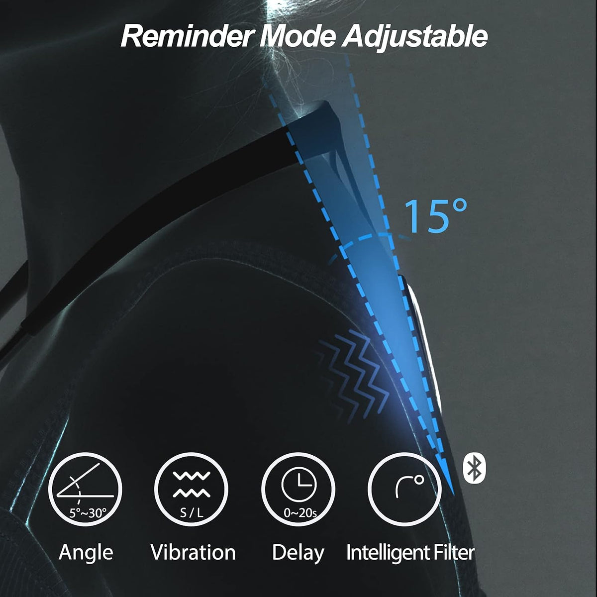 P1 Posture Corrector for Women Men, Strapless Upper Back Brace, Vibration Reminder, Rechargeable, 50H Battery