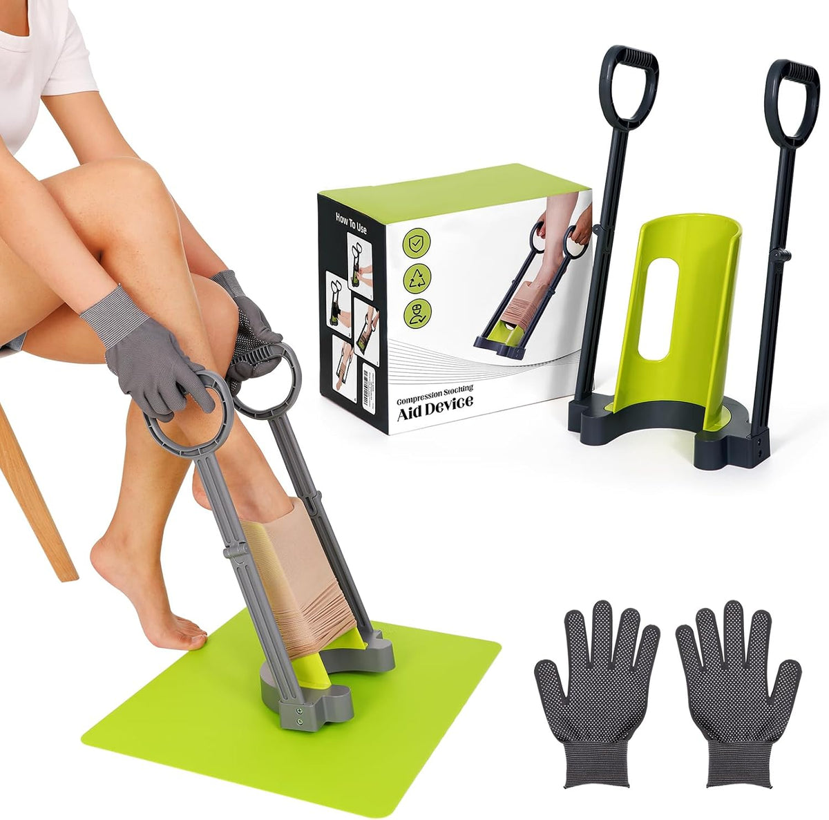 Compression Sock Aid Device | with Silicone anti Slip Mat