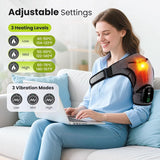 Heated Shoulder Brace, Shoulder Heating Pad with Massage, Electric Cordless Heated Shoulder Wrap with 3 Heating & Vibration Levels, Vibration Heated Shoulder Massager for Men Women Relaxation