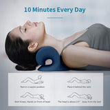 Neck and Shoulder Relaxer, Cervical Traction Device for TMJ Pain Relief and Cervical Spine Alignment, Chiropractic Pillow, Neck Stretcher (Dark Blue)