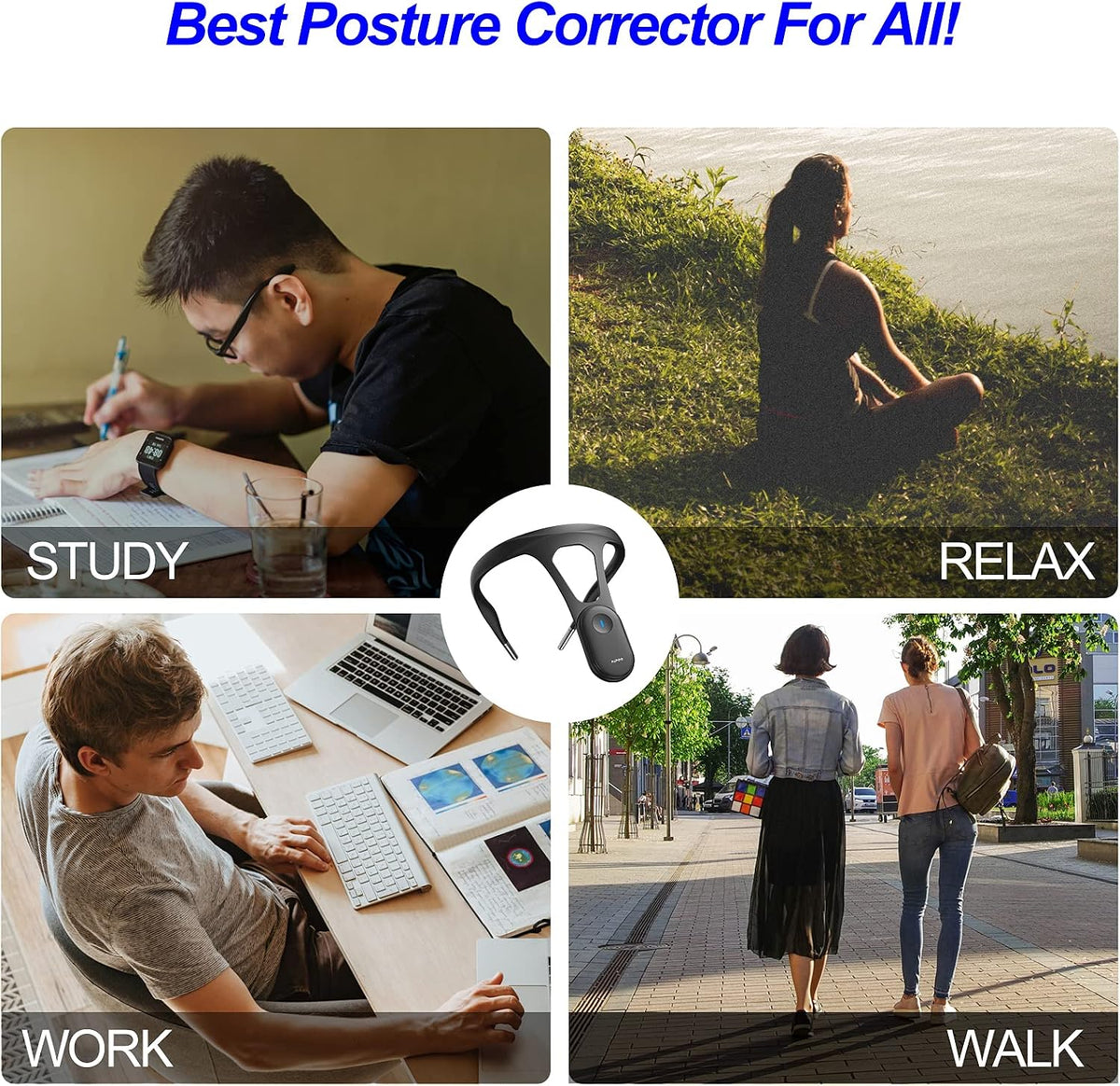 P1 Posture Corrector for Women Men, Strapless Upper Back Brace, Vibration Reminder, Rechargeable, 50H Battery