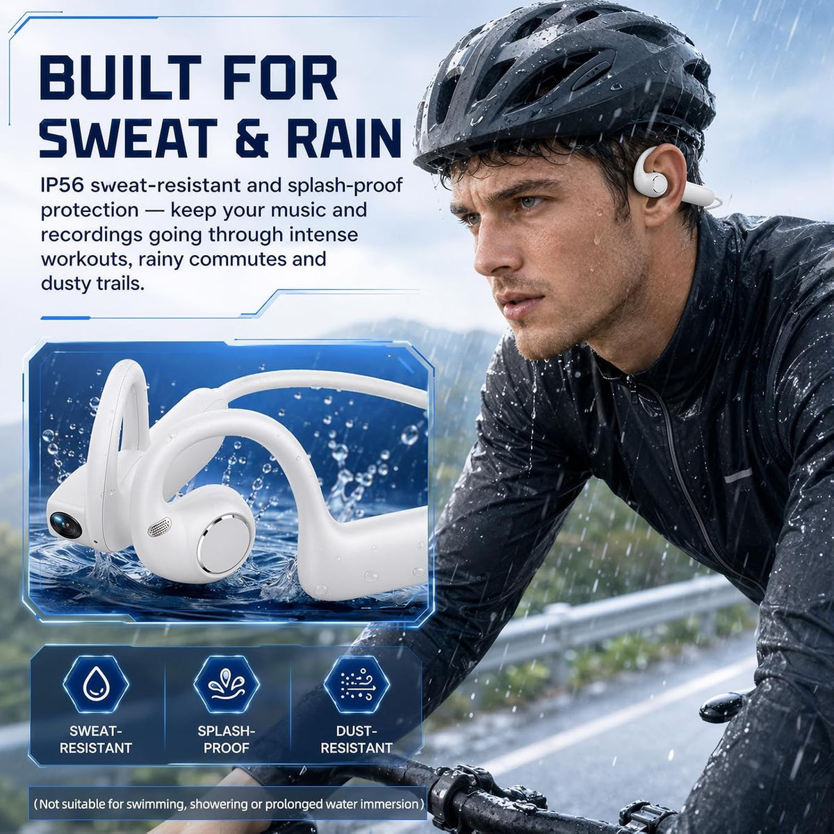 E12 Bone Conduction Headphones with Camera, Open-Ear, Comfort Fit, Hi‑Fi Stereo Sound, Hands-Free POV Camera, Supporting AI Translation & Smart Conversation, Suitable for Fitness and Travel (Orange)