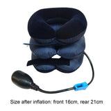 Three-chamber inflatable cervical traction device with hand pump