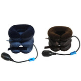 Three-chamber inflatable cervical traction device with hand pump