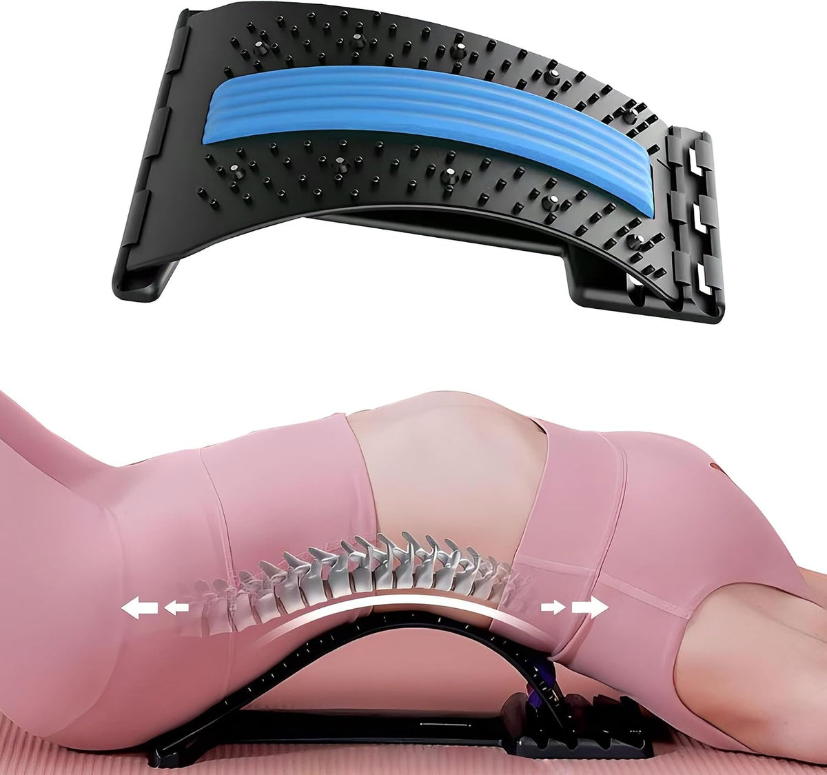 4-Level Back Stretcher, Lumbar Support for Muscle Relief (Pink)