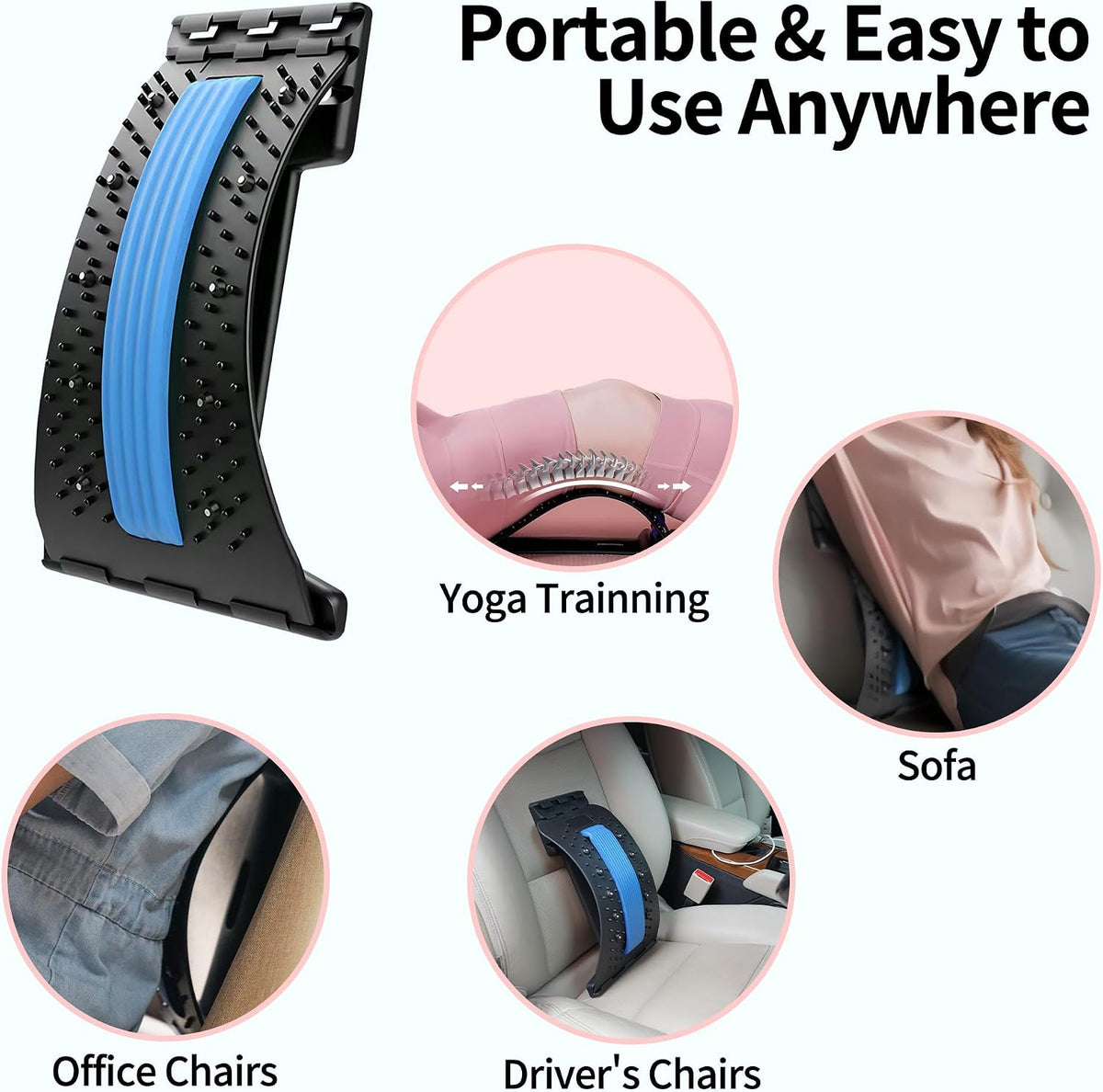 4-Level Back Stretcher, Lumbar Support for Muscle Relief (Pink)