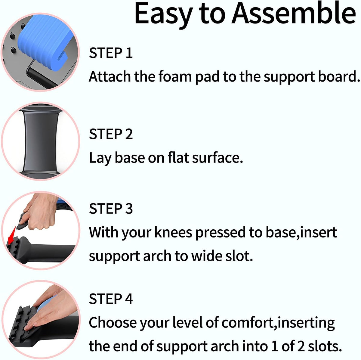 4-Level Back Stretcher, Lumbar Support for Muscle Relief (Pink)