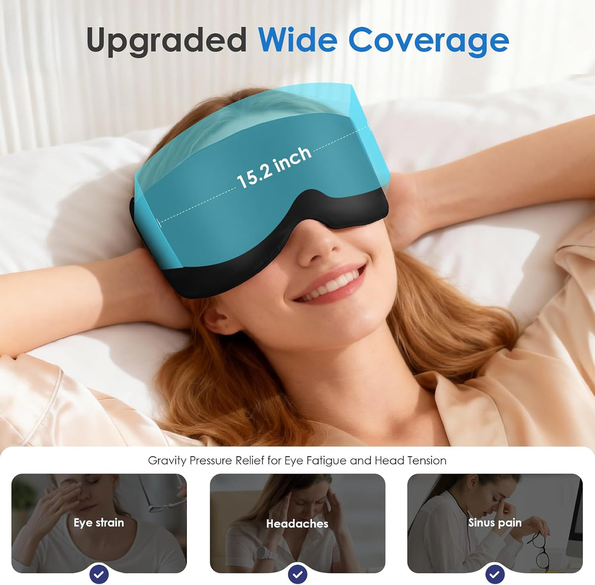 Weighted Eye Mask for Sleeping, Silk Sleep Mask for Side Sleeper(Black)