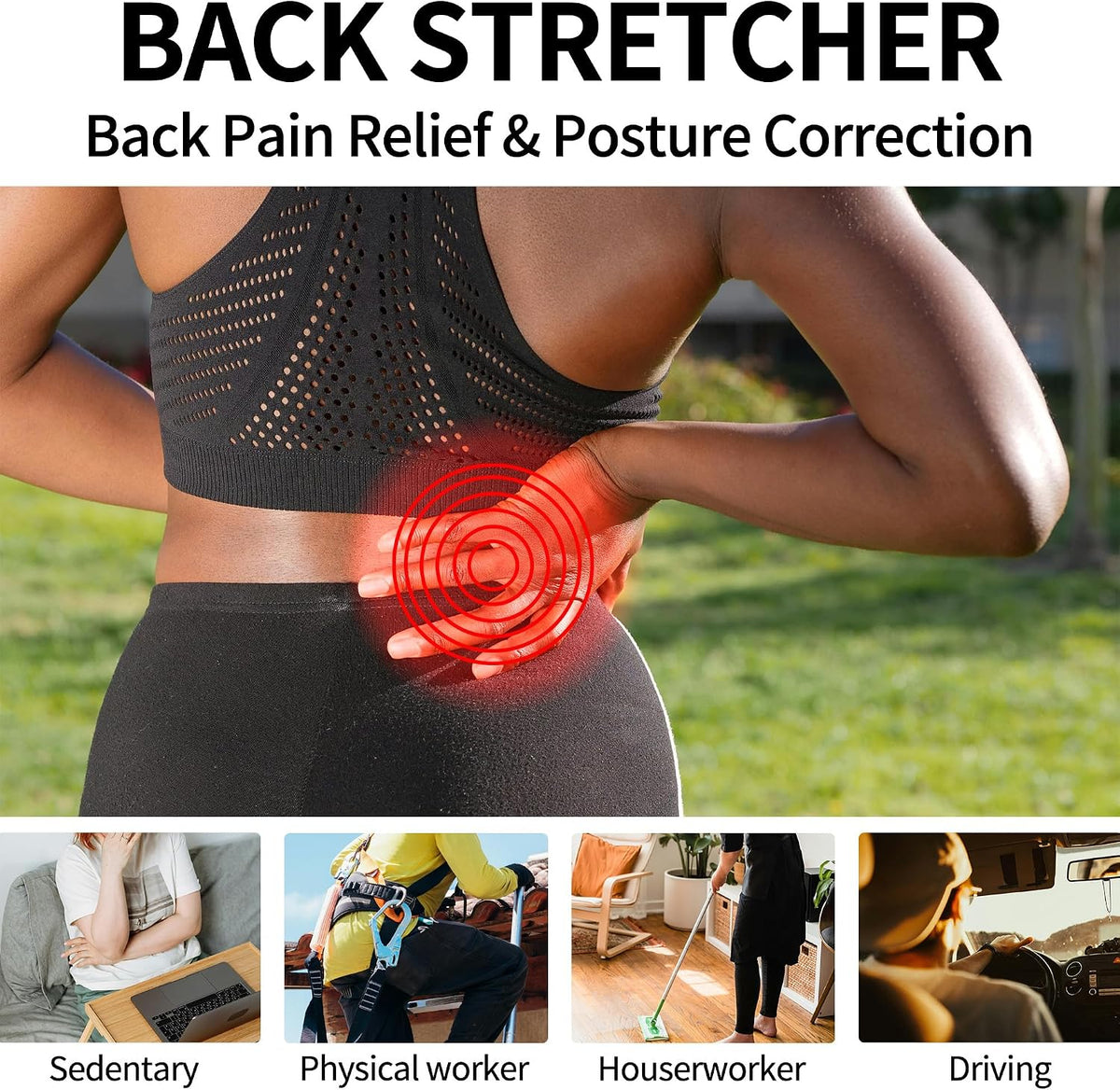 4-Level Back Stretcher, Lumbar Support for Muscle Relief (Pink)