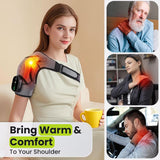 Heated Shoulder Brace, Shoulder Heating Pad with Massage, Electric Cordless Heated Shoulder Wrap with 3 Heating & Vibration Levels, Vibration Heated Shoulder Massager for Men Women Relaxation