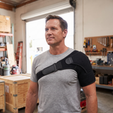 Warehouse worker wearing the shoulder brace